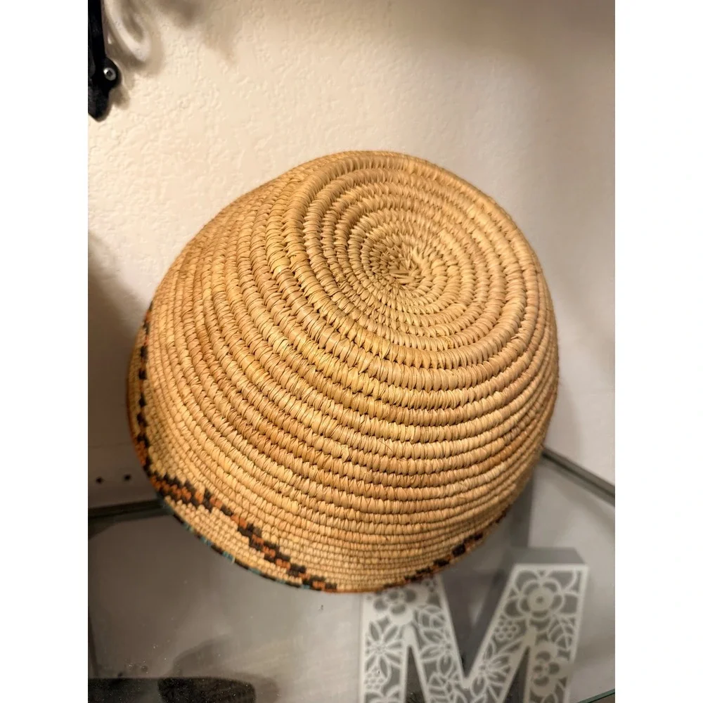 Handwoven Wicker Basket Decorative Tray Boho‎ Tribal Geometric Pattern 11